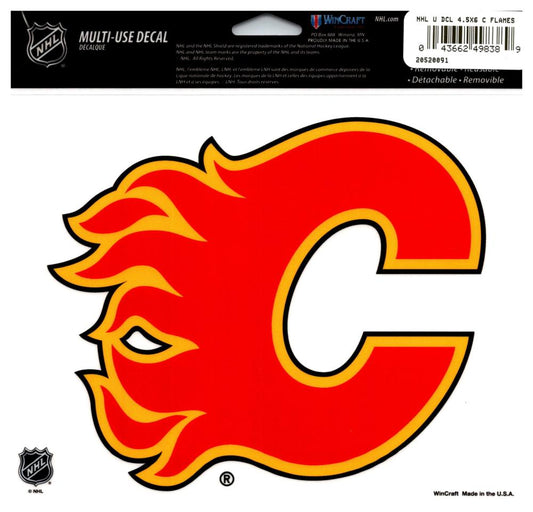 (HCW) Calgary Flames Multi-Use Coloured Decal Sticker 5"x6" NHL Licensed Image 1
