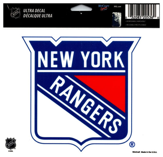 (HCW) New York Rangers Multi-Use Coloured Decal Sticker 5"x6" NHL Licensed Image 1