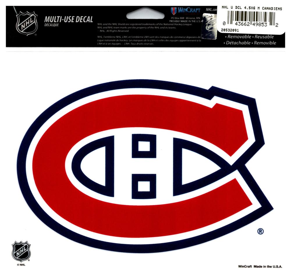 (HCW) Montreal Canadiens Multi-Use Coloured Decal Sticker 5"x6" NHL Licensed Image 1