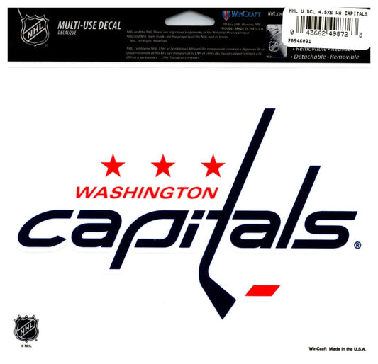 (HCW) Washington Capitals Multi-Use Coloured Decal Sticker 5"x6" NHL Licensed Image 1