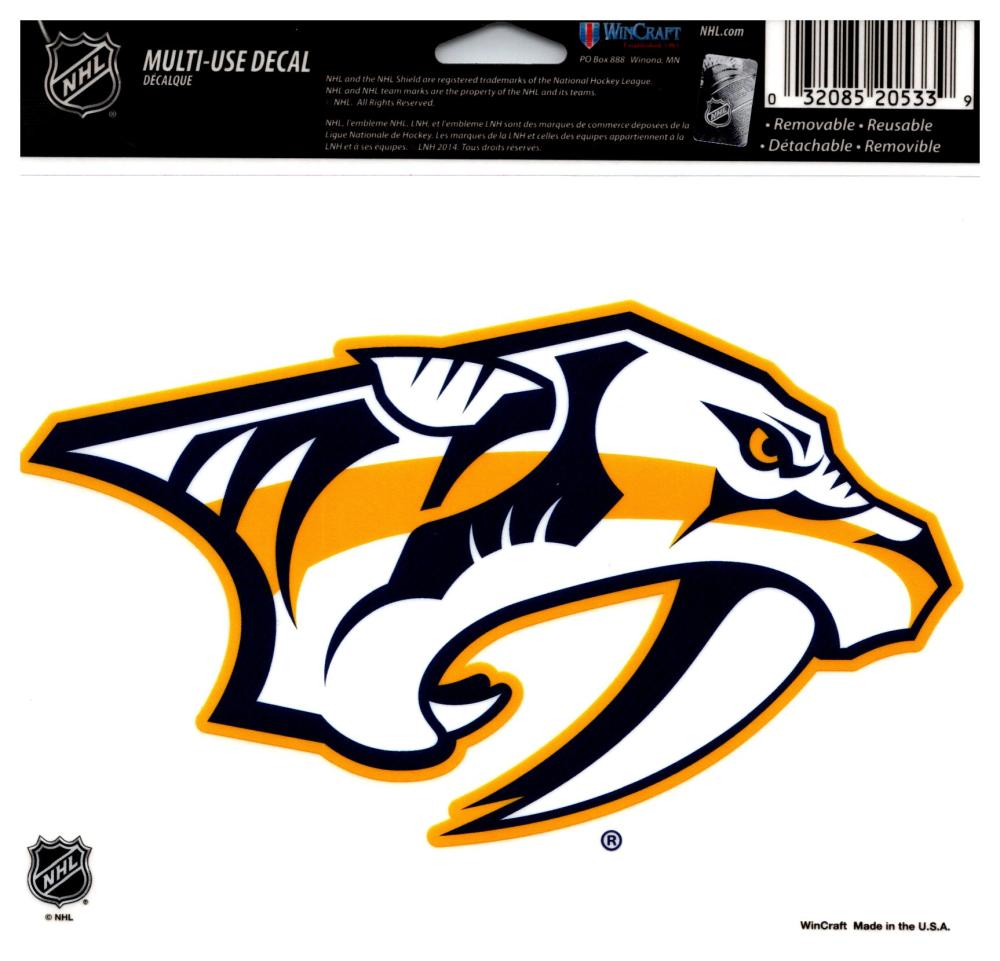 Nashville Predators Multi-Use Coloured Decal Sticker 5"x6"  Licensed