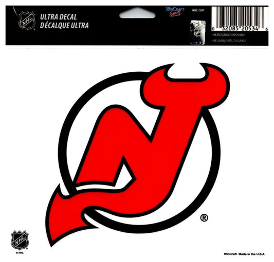 (HCW) New Jersey Devils Multi-Use Coloured Decal Sticker 5"x6" NHL Licensed Image 1