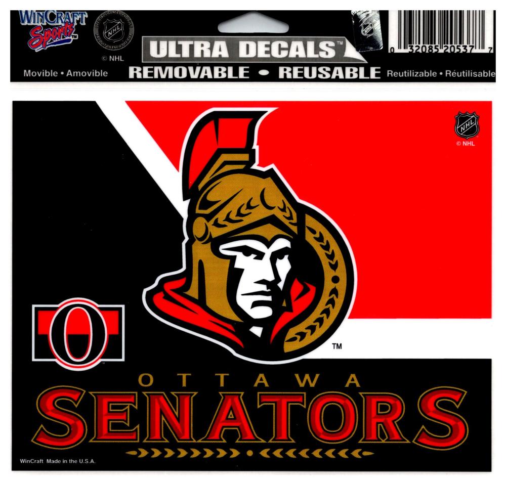 (HCW) Ottawa Senators 2Tone Multi-Use Coloured Decal Sticker 5"x6" NHL Licensed Image 1