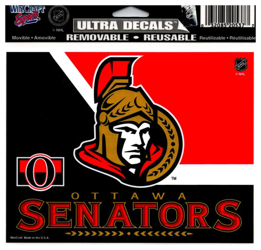 (HCW) Ottawa Senators 2Tone Multi-Use Coloured Decal Sticker 5"x6" NHL Licensed Image 1