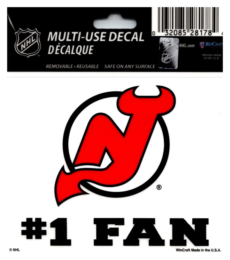 (HCW) New Jersey Devils #1 Fan Coloured Decal Sticker 3"x4" NHL Licensed Image 1