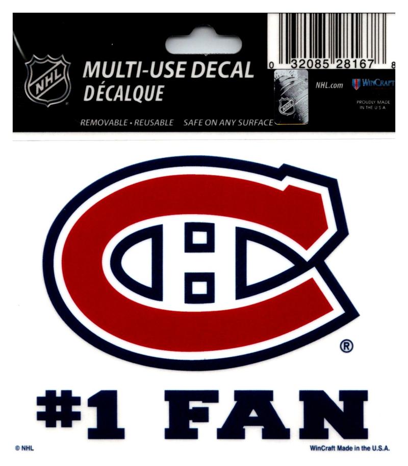 (HCW) Montreal Canadiens #1 Fan Coloured Decal Sticker 3"x4" NHL Licensed Image 1