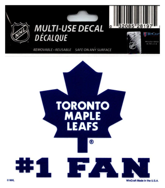 (HCW) Toronto Maple Leafs #1 Fan Coloured Decal Sticker 3"x4" NHL Licensed Image 1