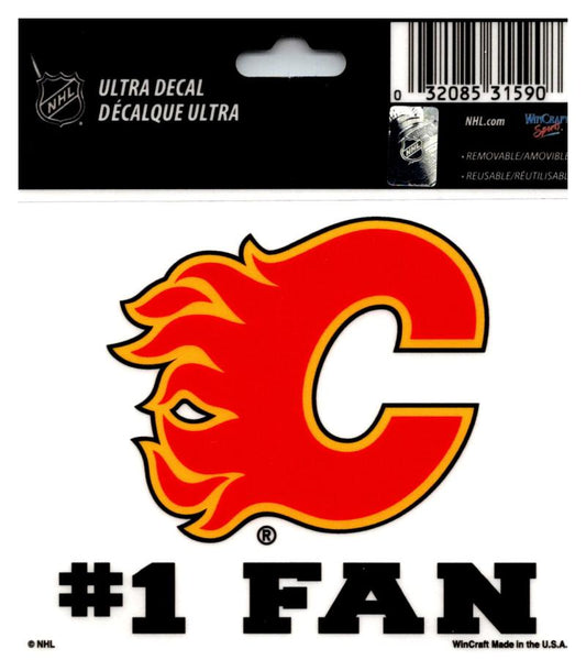 (HCW) Calgary Flames #1 Fan Coloured Decal Sticker 3"x4" NHL Licensed Image 1