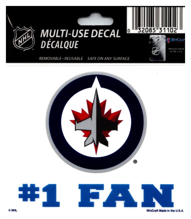 (HCW) Winnipeg Jets #1 Fan Coloured Decal Sticker 3"x4" NHL Licensed Image 1