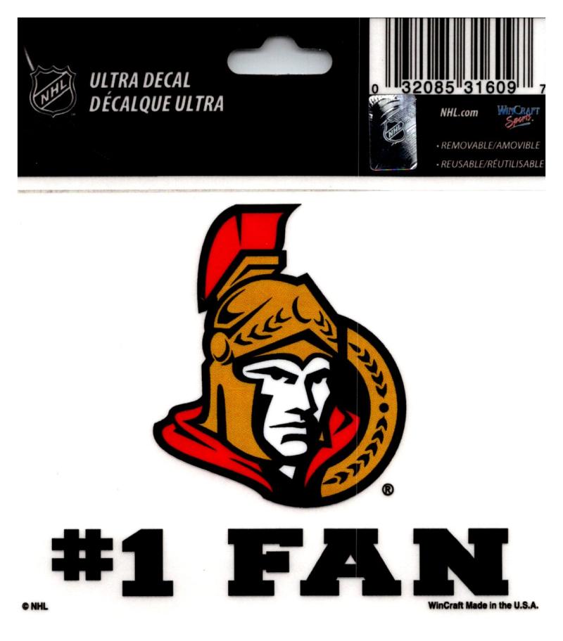 (HCW) Ottawa Senators #1 Fan Coloured Decal Sticker 3"x4" NHL Licensed Image 1