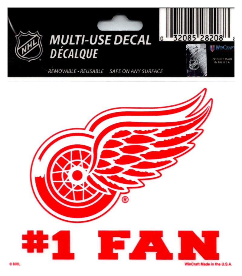 (HCW) Detroit Red Wings #1 Fan Coloured Decal Sticker 3"x4" NHL Licensed Image 1