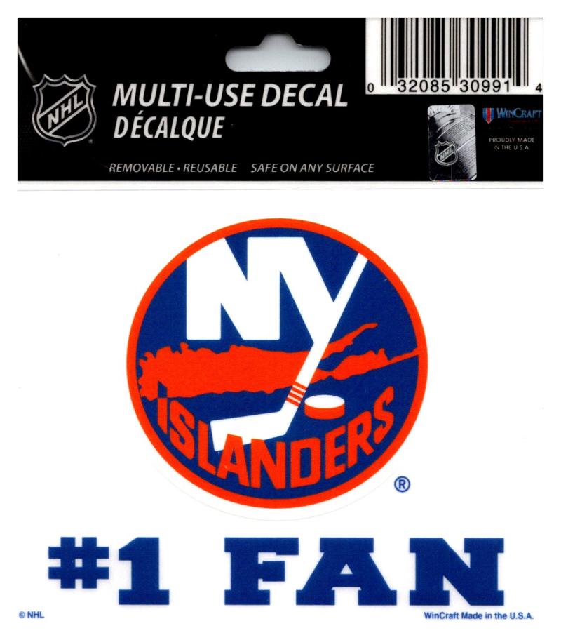 (HCW) New York Islanders #1 Fan Coloured Decal Sticker 3"x4" NHL Licensed Image 1