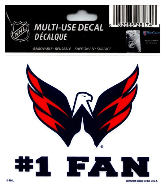 (HCW) Washington Capitals #1 Fan Coloured Decal Sticker 3"x4" NHL Licensed Image 1