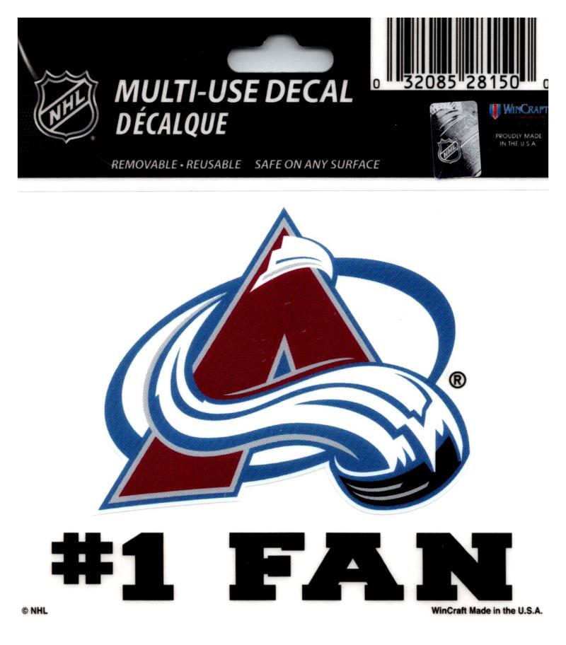 (HCW) Colorado Avalanche #1 Fan Coloured Decal Sticker 3"x4" NHL Licensed Image 1