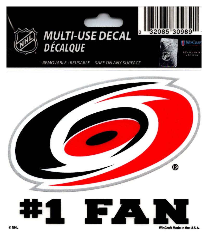 (HCW) Carolina Hurricanes #1 Fan Coloured Decal Sticker 3"x4" NHL Licensed Image 1