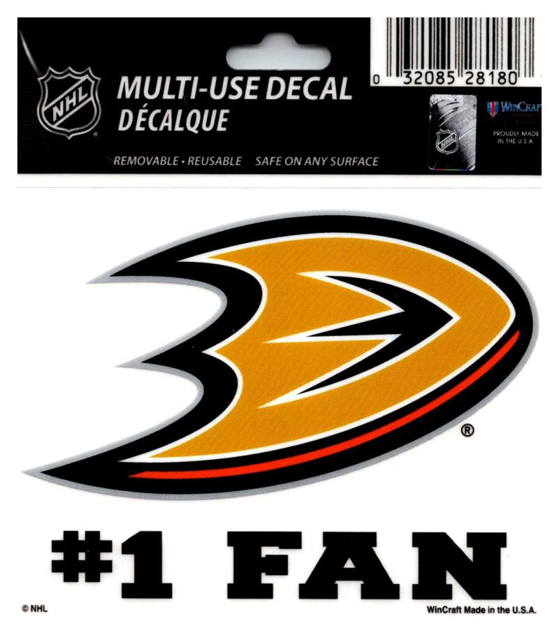 (HCW) Anaheim Ducks #1 Fan Coloured Decal Sticker 3"x4" NHL Licensed Image 1