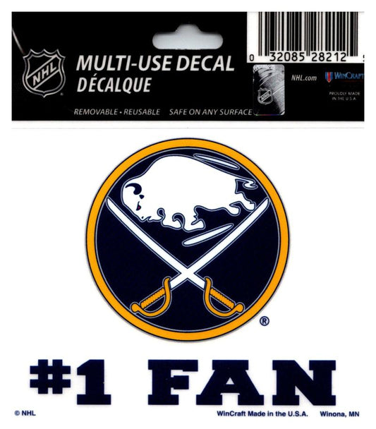 (HCW) Buffalo Sabres #1 Fan Coloured Decal Sticker 3"x4" NHL Licensed Image 1