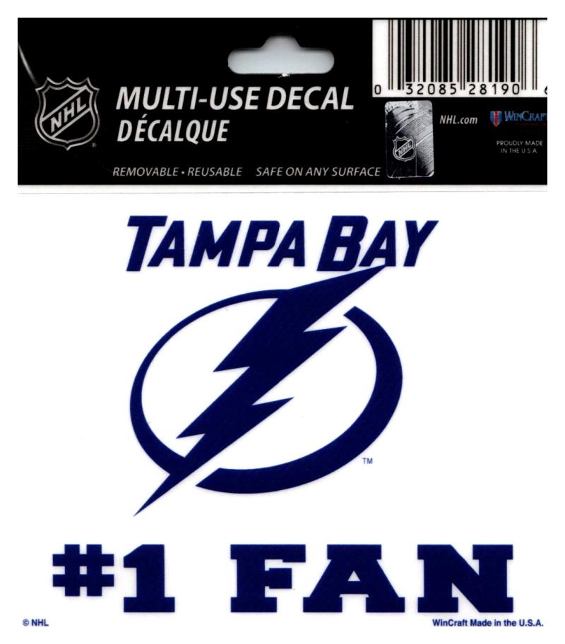 (HCW) Tampa Bay Lightning #1 Fan Coloured Decal Sticker 3"x4" NHL Licensed Image 1