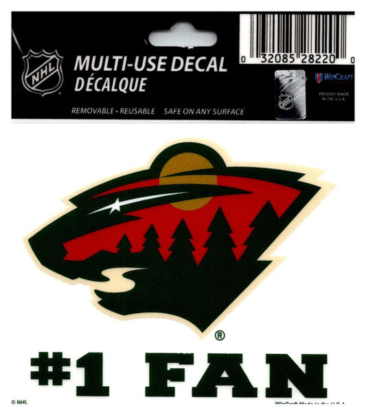 (HCW) Minnesota Wild #1 Fan Coloured Decal Sticker 3"x4" NHL Licensed Image 1