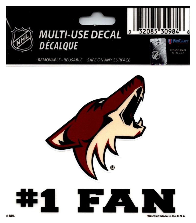 (HCW) Arizona Coyotes #1 Fan Coloured Decal Sticker 3"x4" NHL Licensed Image 1