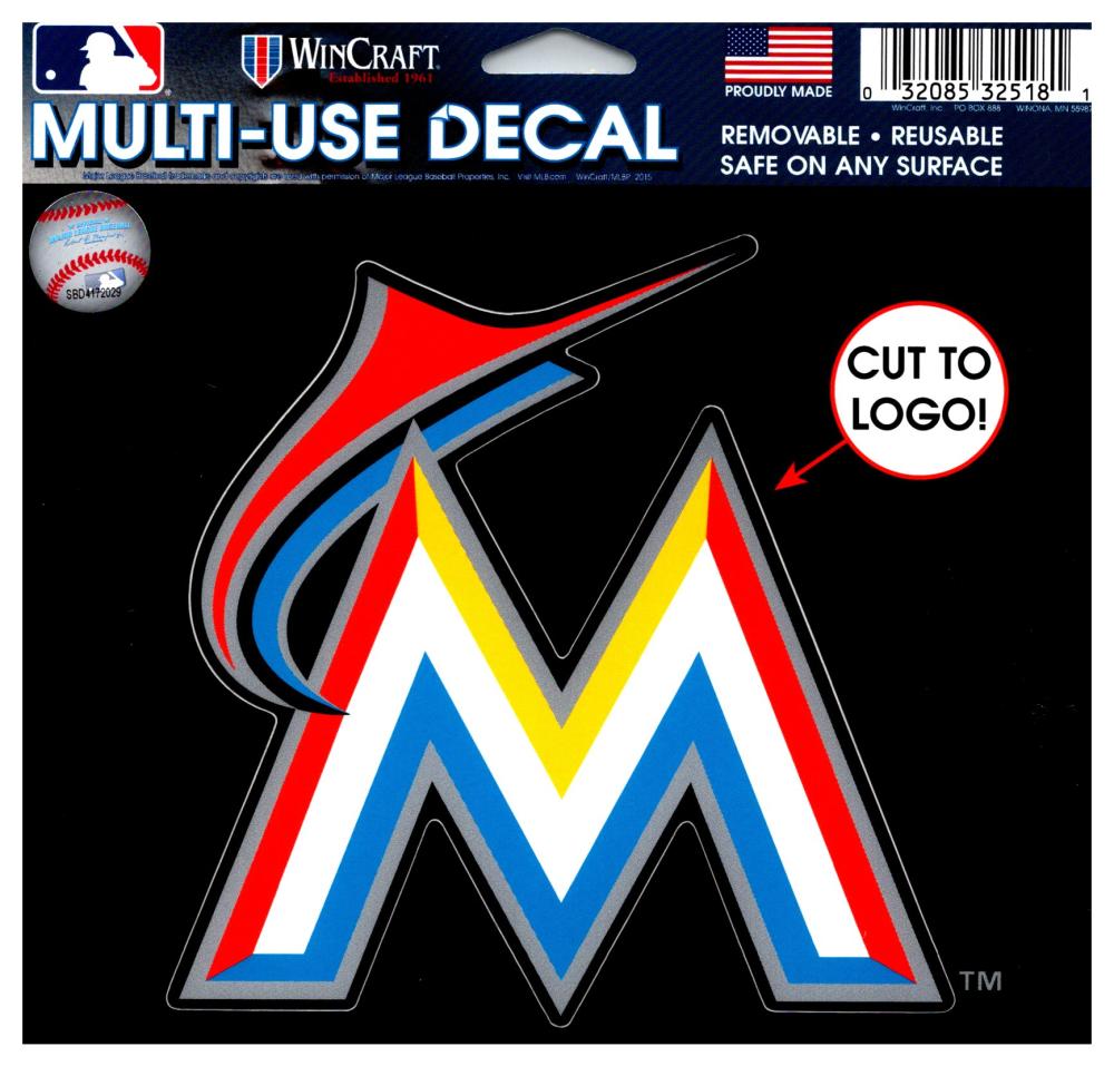 (HCW) Miami Marlins Multi-Use Decal Sticker MLB 5"x6" Baseball Image 1