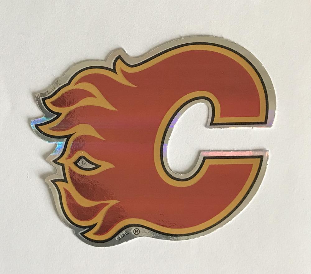 (HCW) Calgary Flames Prismatic Coloured Decal Sticker 3"x3.5" NHL Licensed Image 1
