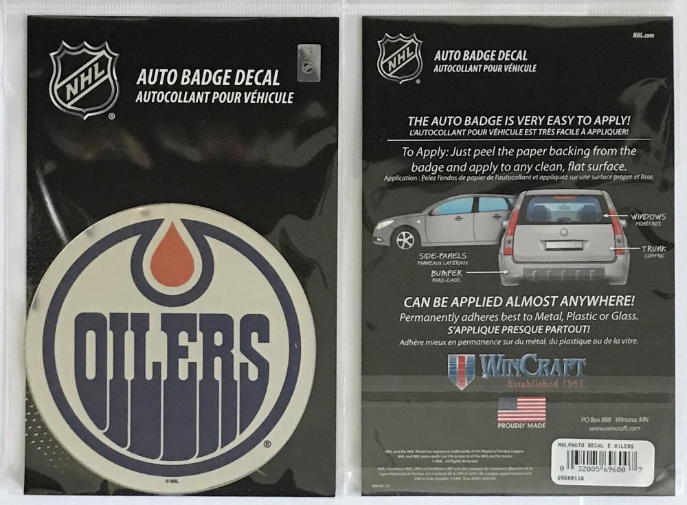 (HCW) Edmonton Oilers Auto Badge Car Decal 4"x4" NHL Licensed  Image 1