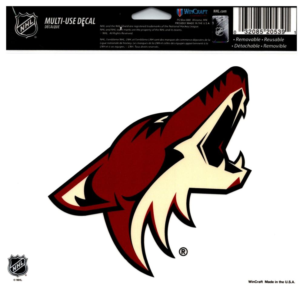 (HCW) Arizona Coyotes Multi-Use Coloured Decal Sticker 5"x6" NHL Licensed Image 1