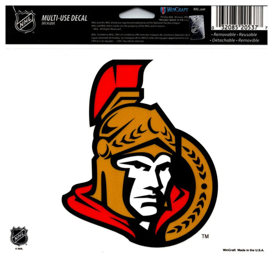 (HCW) Ottawa Senators Multi-Use Coloured Decal Sticker 5"x6" NHL Licensed Image 1