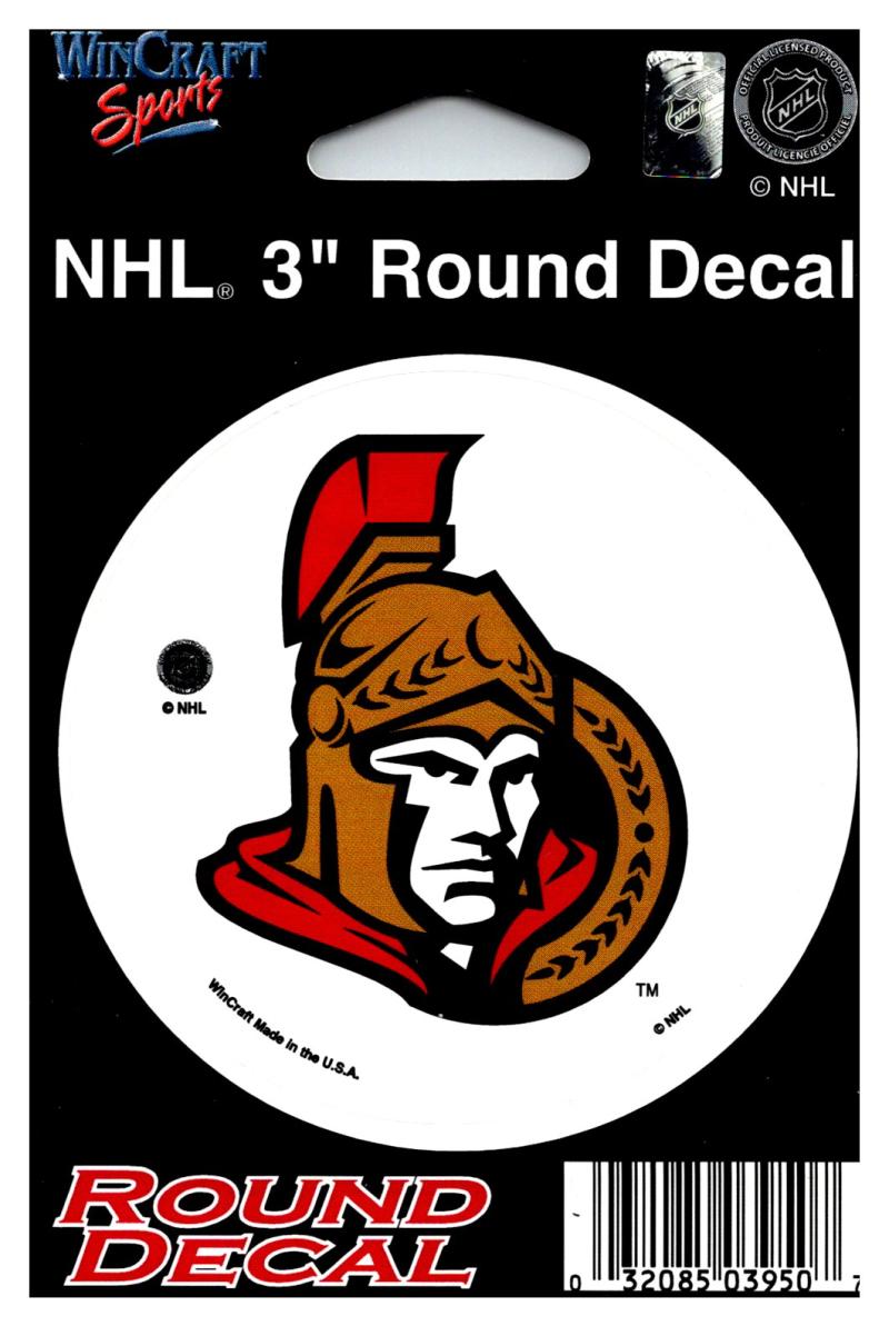(HCW) Ottawa Senators (white) 3" Round Vinyl Decal Sticker NHL Licensed In/Outdoor Image 1
