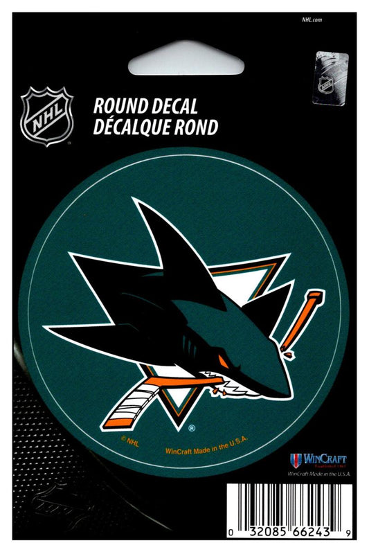 (HCW) San Jose Sharks 3" Round Vinyl Decal Sticker NHL Licensed In/Outdoor Image 1