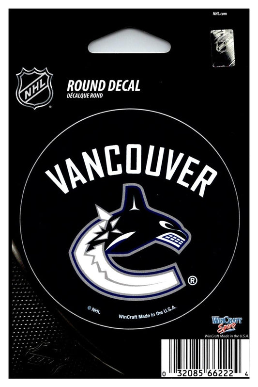 (HCW) Vancouver Canucks 3" Round Vinyl Decal Sticker NHL Licensed In/Outdoor Image 1