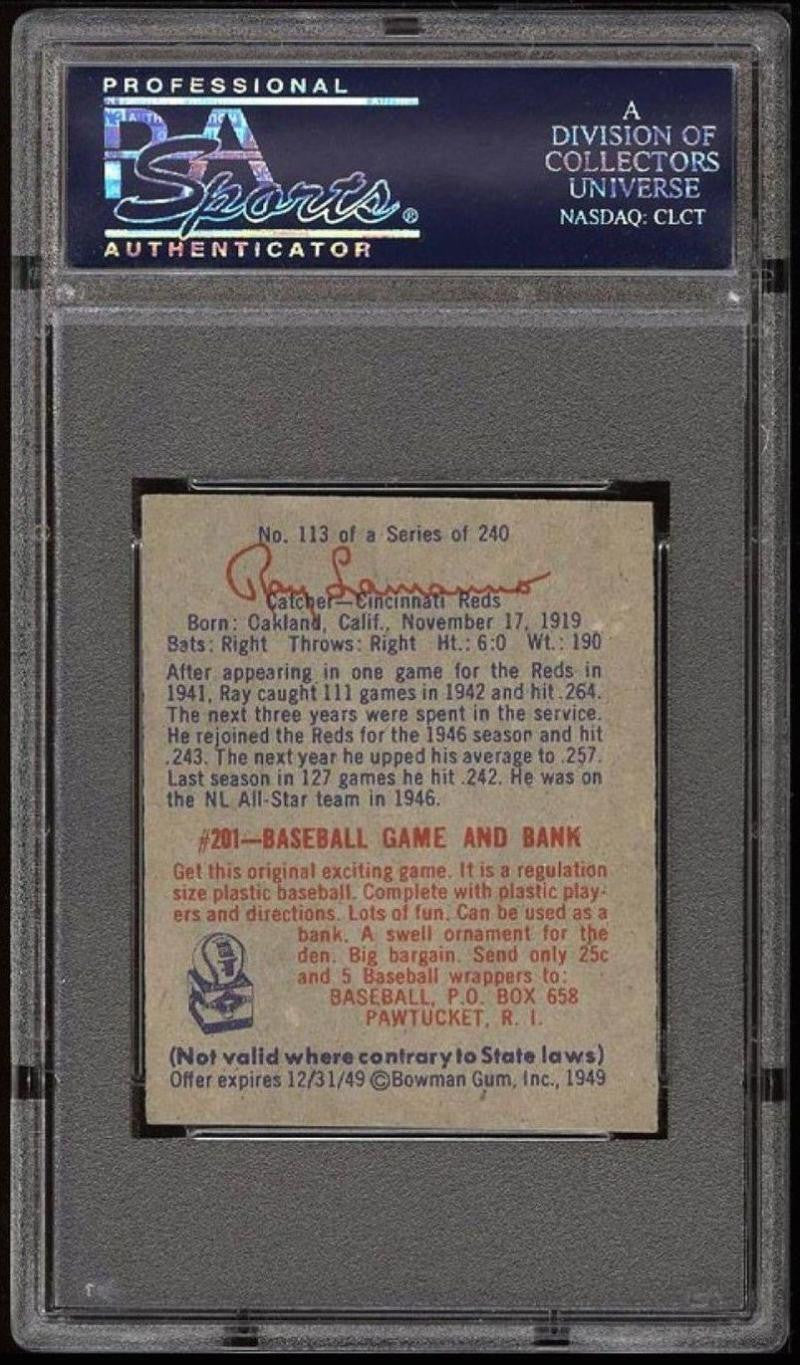 1949 Bowman #113 RAY LAMANNO PSA 6 Baseball Card MLB