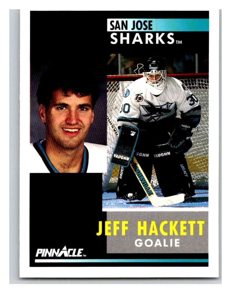 1991-92 Pinnacle #119 Jeff Hackett Sharks Image 1