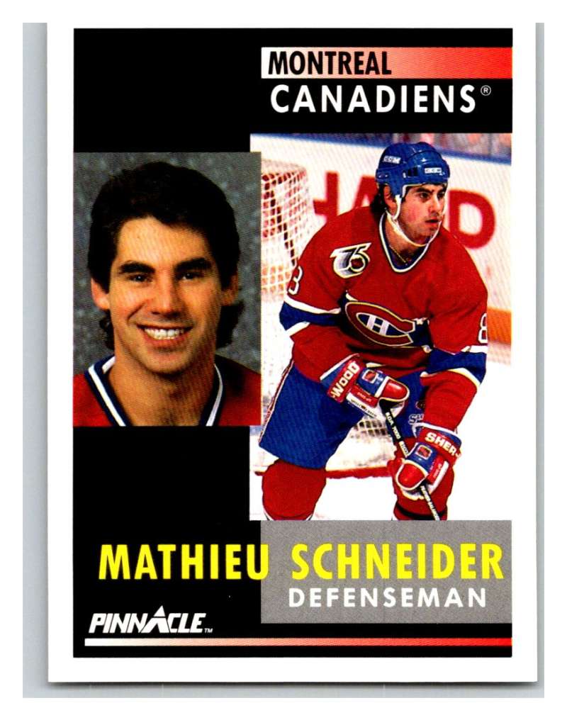 1991-92 Pinnacle #209 Mathieu Schneider Canadiens Image 1