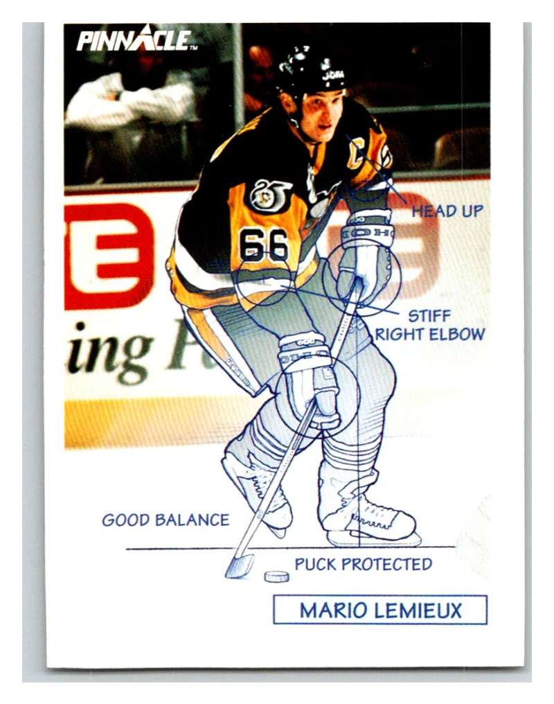 1991-92 Pinnacle #380 Mario Lemieux Penguins TECH Image 1
