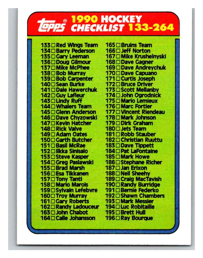 1990-91 Topps #264 Checklist 133-264 Mint  Image 1