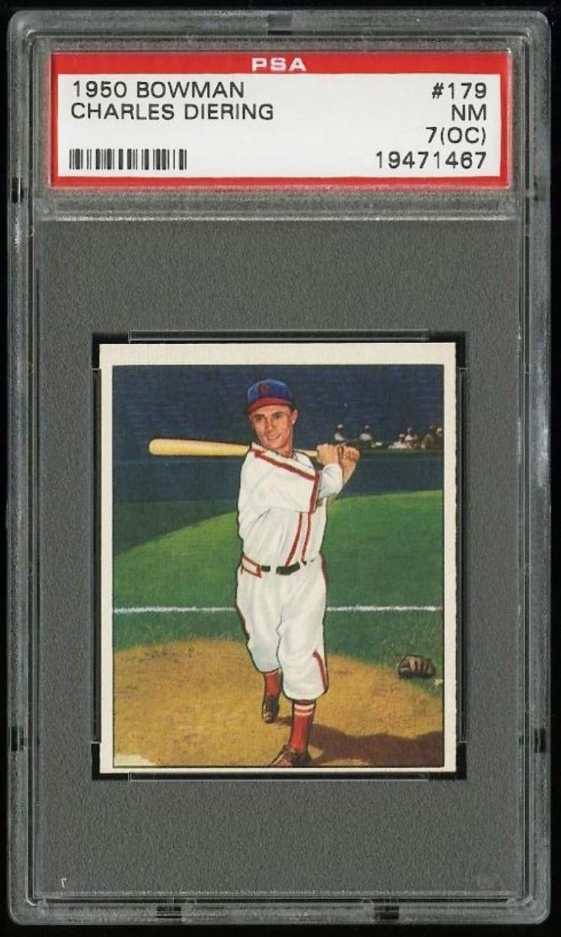 1950 Bowman #179 CHARLES DIERING PSA 7 Rookie Baseball Card MLB