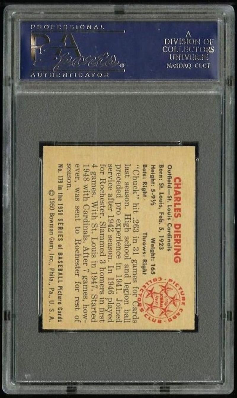 1950 Bowman #179 CHARLES DIERING PSA 7 Rookie Baseball Card MLB