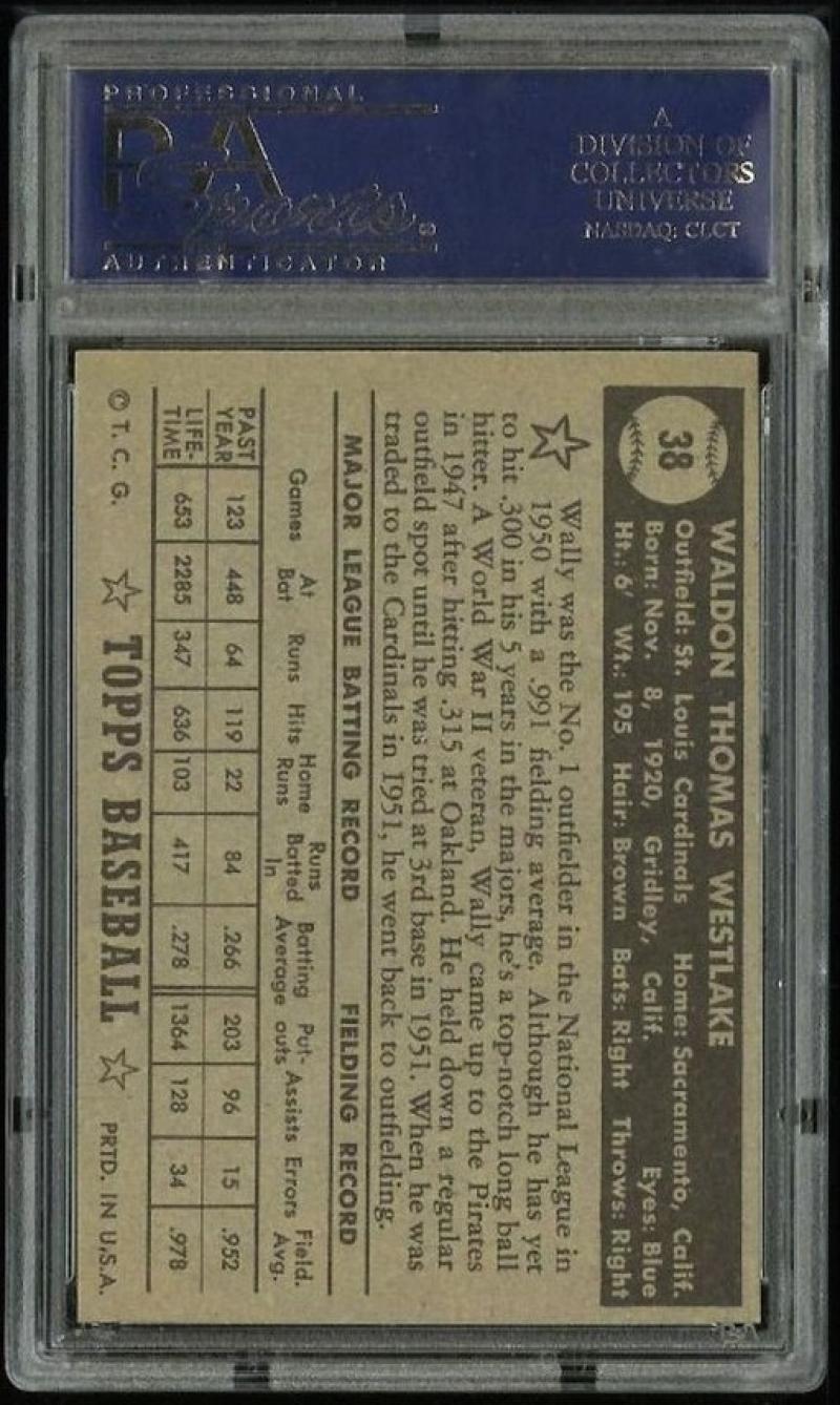 1952 Topps Black Back #38 WALLY WESTLAKE PSA 8 Baseball Card MLB