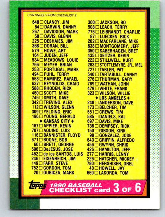 1990 Topps #376 Checklist UER Mint