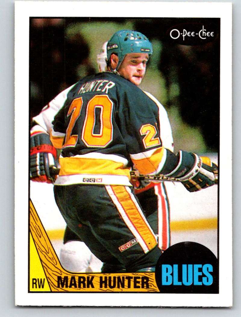 1987-88 O-Pee-Chee #50 Mark Hunter Blues Mint Image 1