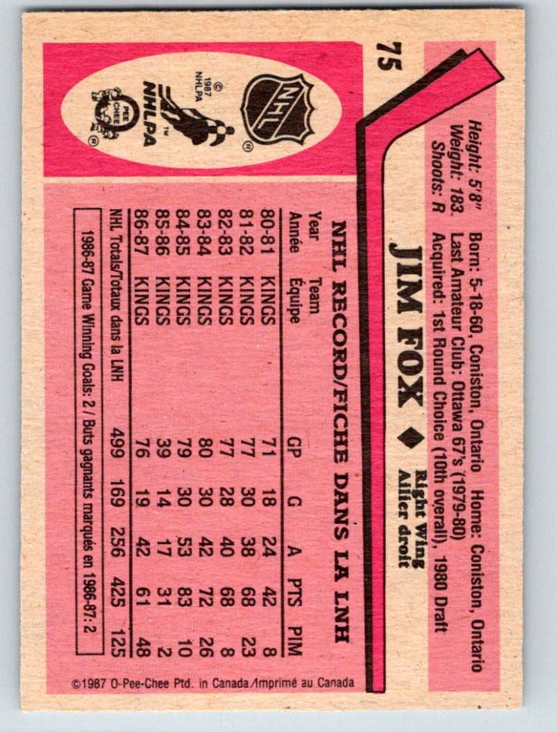 1987-88 O-Pee-Chee #75 Jim Fox Kings Mint Image 2