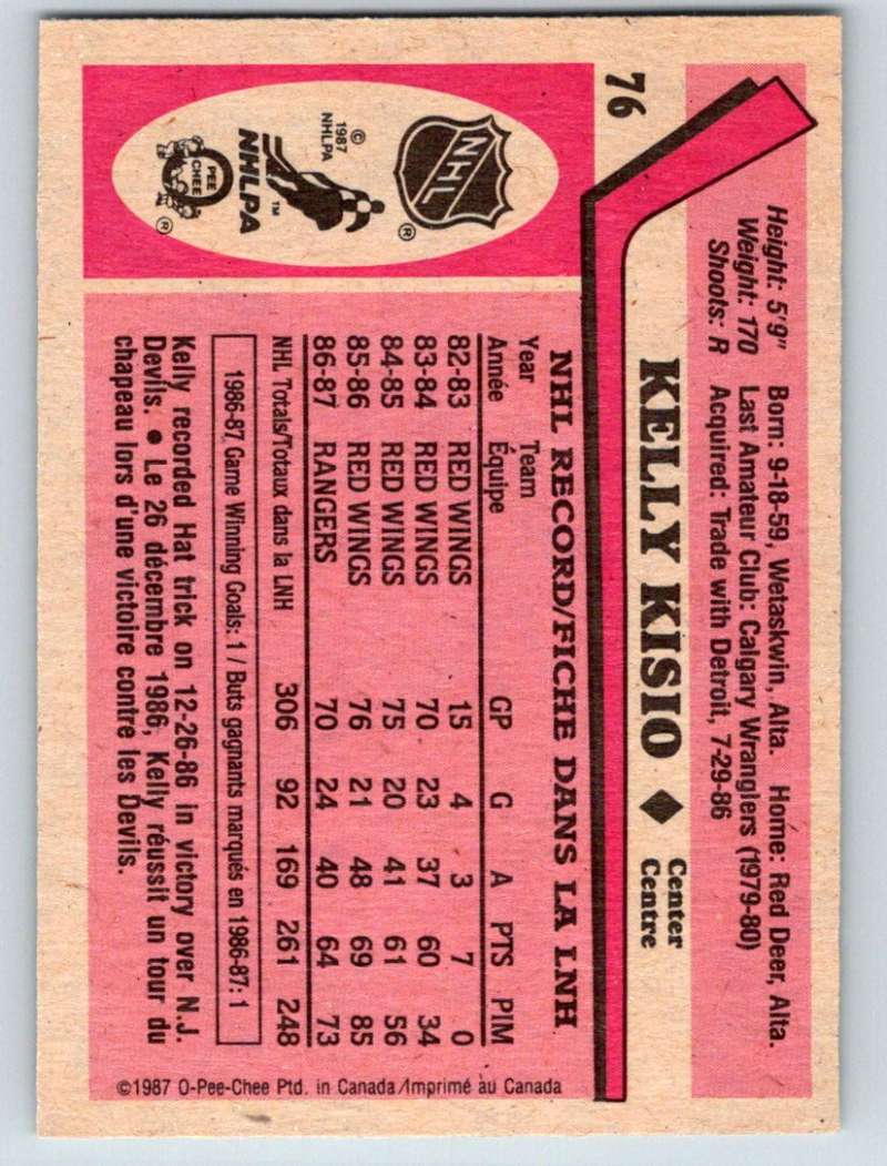 1987-88 O-Pee-Chee #76 Kelly Kisio NY Rangers Mint Image 2