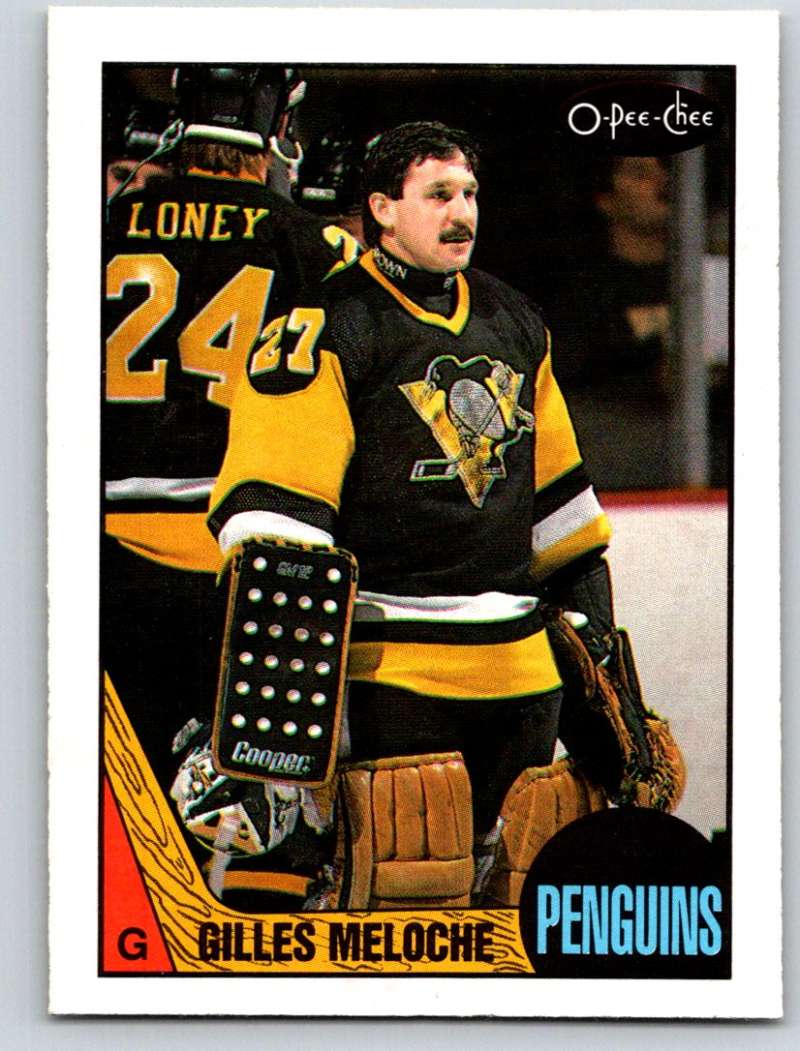 1987-88 O-Pee-Chee #107 Gilles Meloche Penguins Mint Image 1