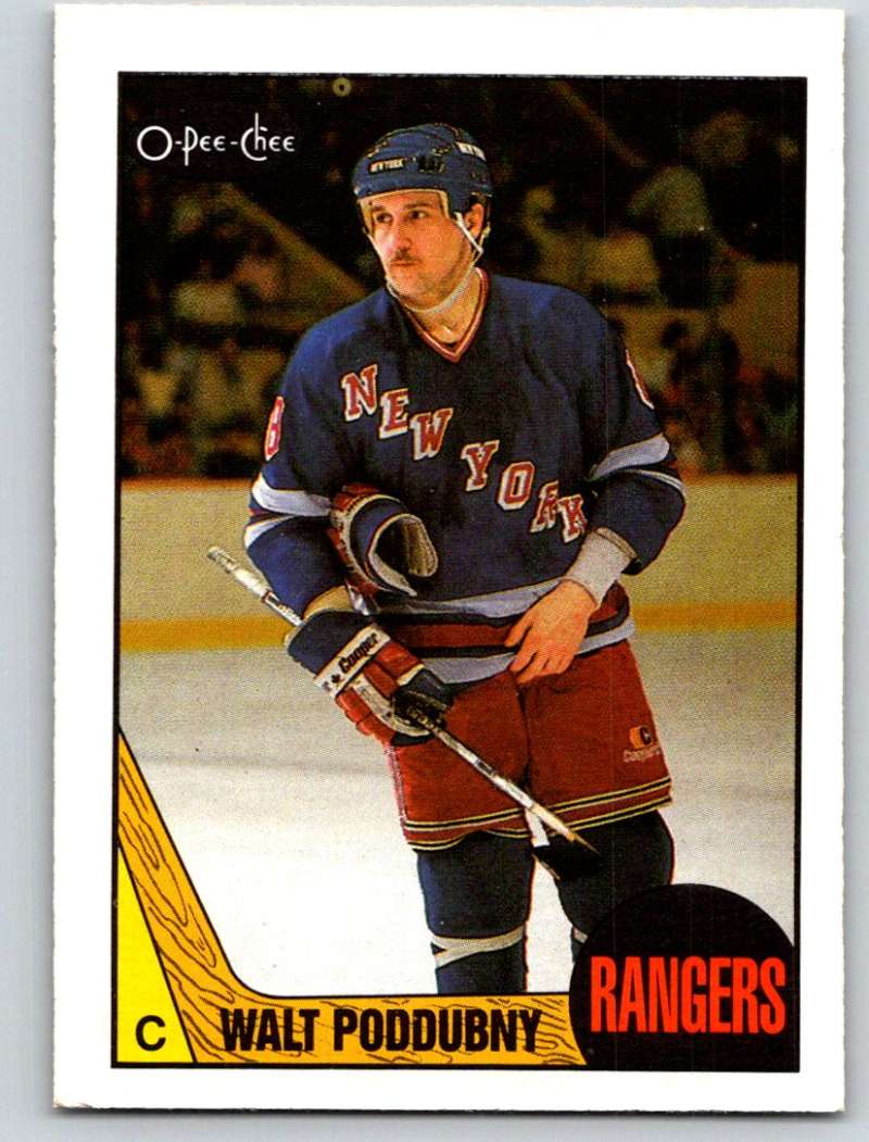 1987-88 O-Pee-Chee #142 Walt Poddubny NY Rangers Mint Image 1