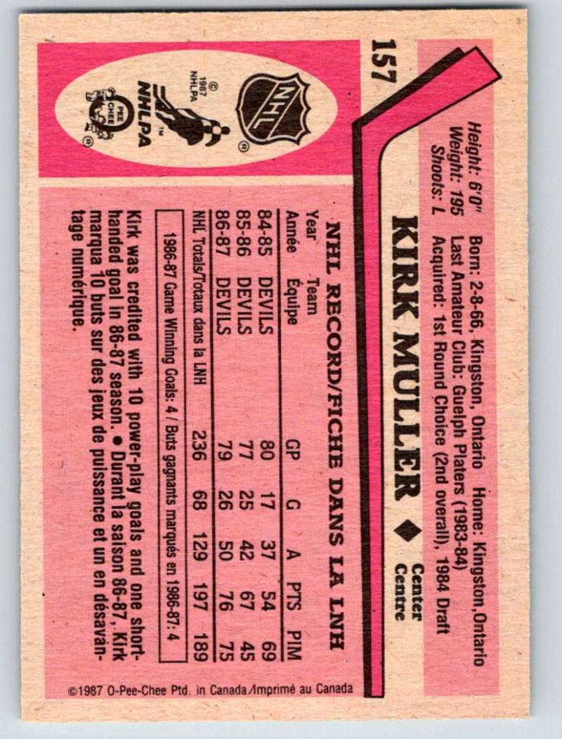 1987-88 O-Pee-Chee #157 Kirk Muller NJ Devils Mint Image 2