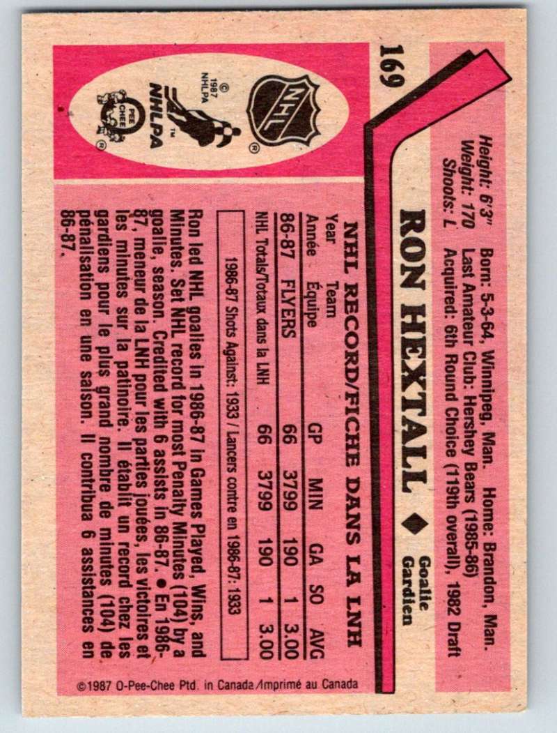 1987-88 O-Pee-Chee #169 Ron Hextall RC Rookie Flyers Mint