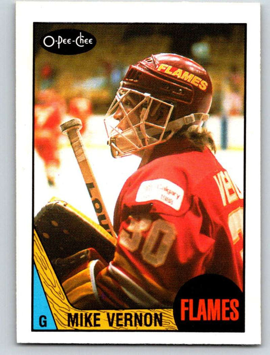 1987-88 O-Pee-Chee #215 Mike Vernon RC Rookie Flames Mint