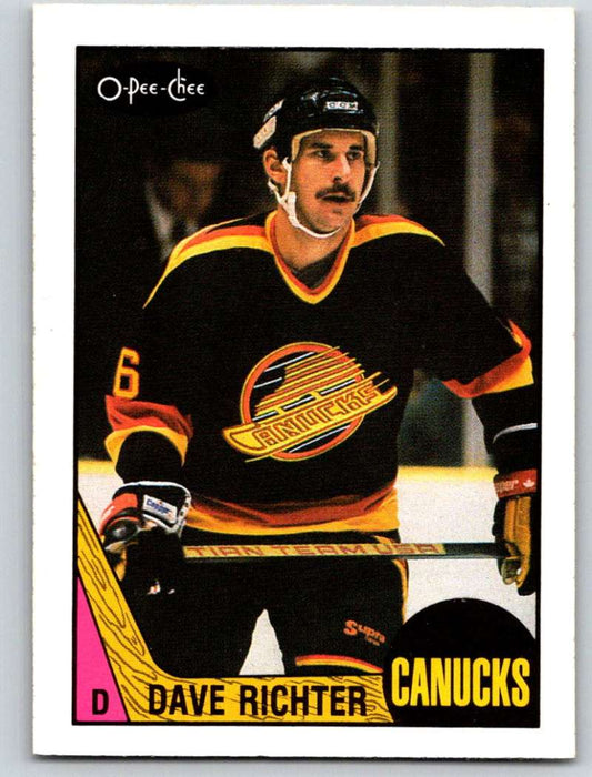1987-88 O-Pee-Chee #261 Dave Richter RC Rookie Canucks Mint